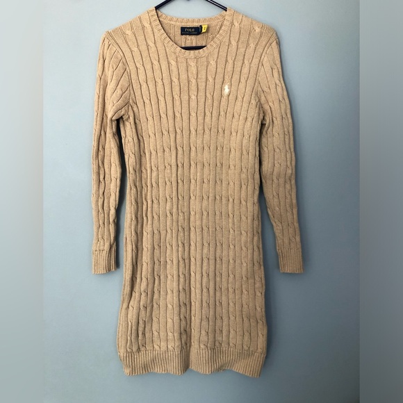 Polo Ralph Lauren Beige Cable Knit Long Sleeve Dress Size XS - Picture 1 of 8